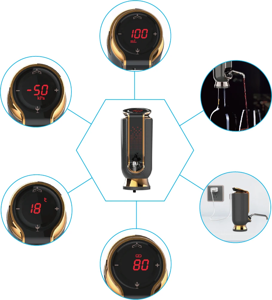 Smart Quantitative Liquor Dispenser Pump Pourer Whiskey Aerator Automatic Electric Wine Decanter with Wine Vacuum Saver