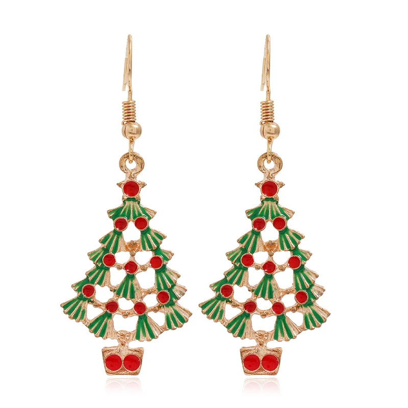 Wholesale Cheap Assorted Christmas Earrings Alloy Elk Snowflake Christmas Tree Earrings For Girls