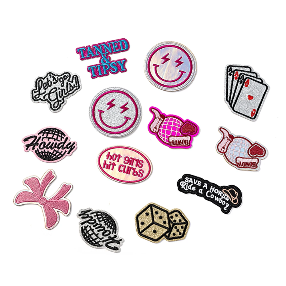 Wholesale Full Embroidered Trucker Hat Logo Western Patch Cute Design Hat Embroidery Patches Iron On Custom hat patches