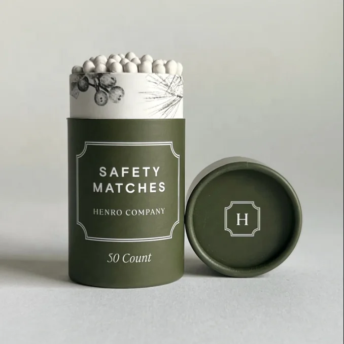 Custom Printed Wooden Match Box Colorful Head Long Paper Tube Book Matches for Hotels Safe Advertising Usage with Sticks Candles