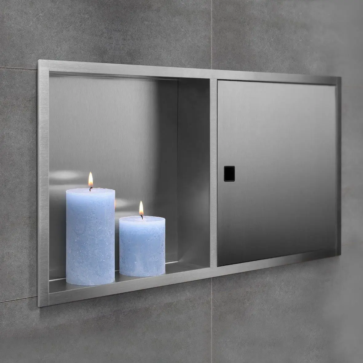 OEM wholesale stainless steel ss304 square wall shower niche Embedded Bathroom Metal Shelf Closet Living Room TV Storage Niche