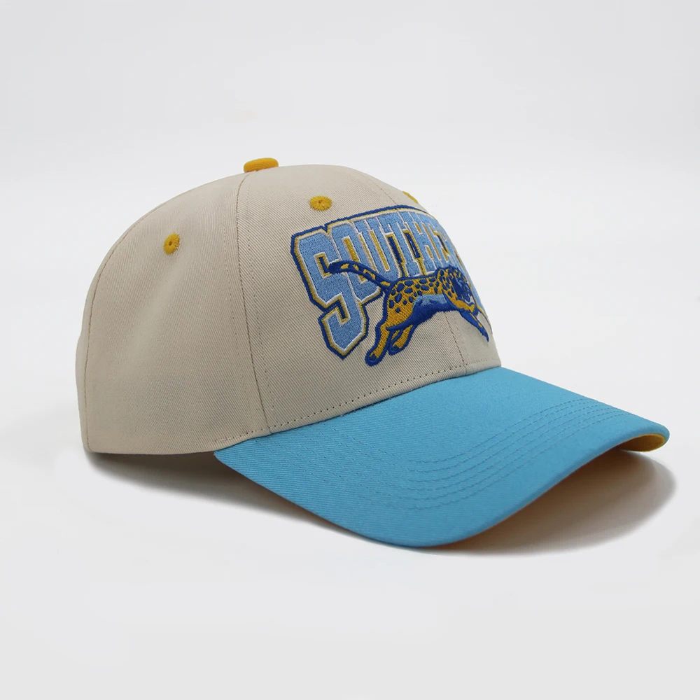 Factory Low Profit High Quality Two Tone Embroidery Custom Logo Hat 6-Panel Sport Snapback Cotton Baseball Caps