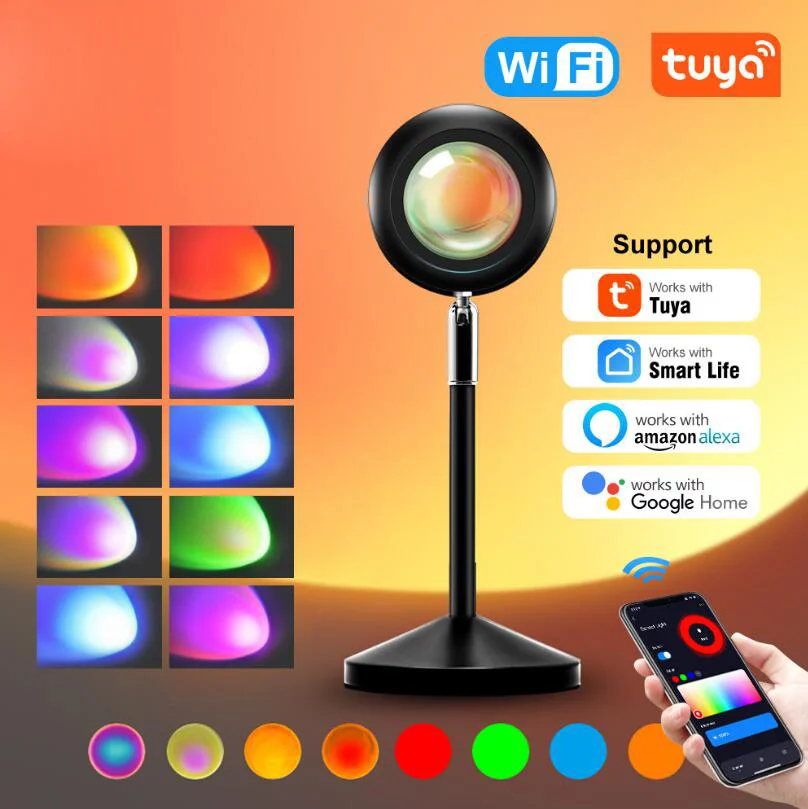 Hot Night Light Sunset Light, Projector Lamp Led Floor RGB Modern Projection Sunset Lamp for Photography Living Room Bedroom