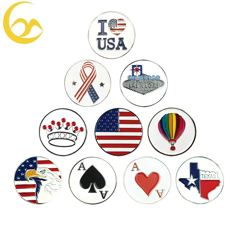 Hot Sale Popular USA Feature Ball Marker Golf Ball Markers Stocked Ball Markers