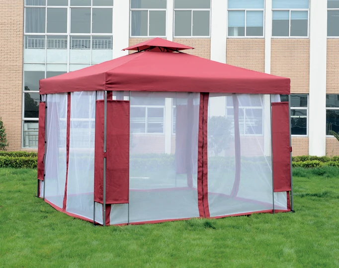 Outdoor New Courtyard Garden Gazebo With Mosquito Net Windproof Sunshade Pavilion Terrace Gazebo