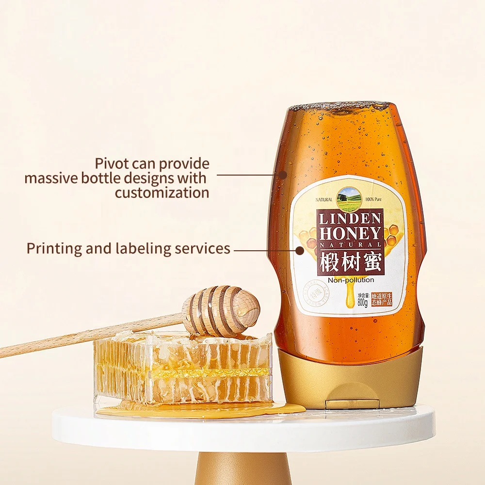 Wholesale plastic transparent honey squeeze bottles plastic bottles for honey packaging honey bottle packaging