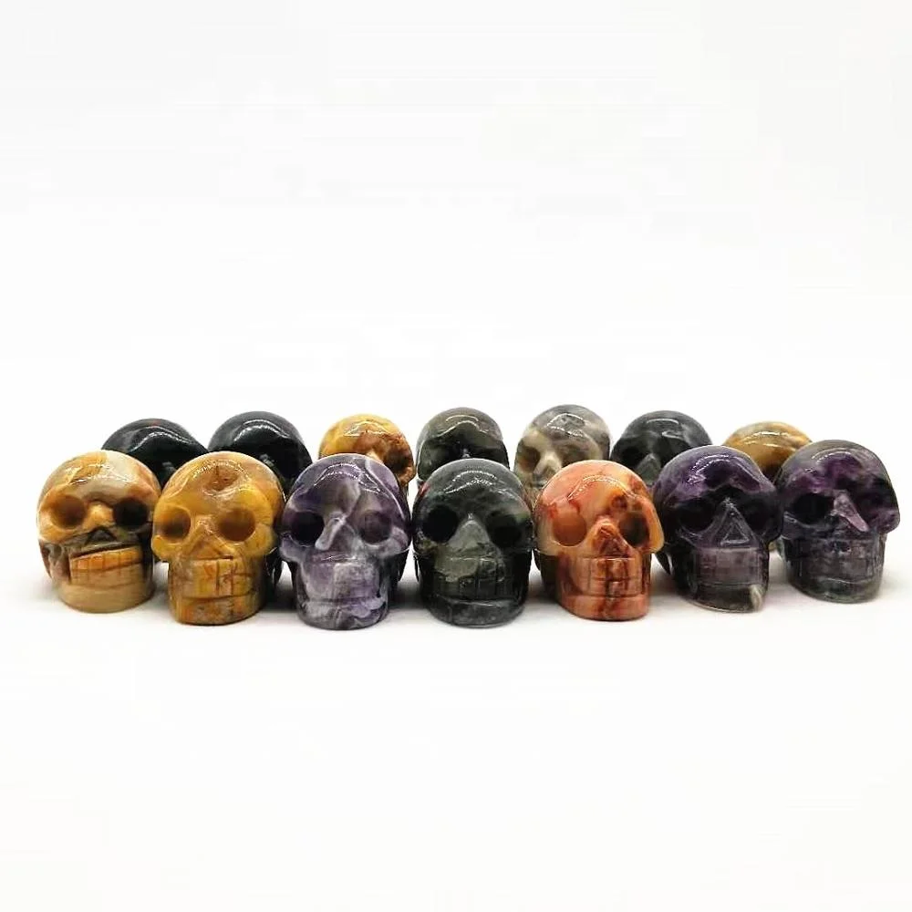 variety natural crystal gems hand-carved crystal small skulls for holiday decoration