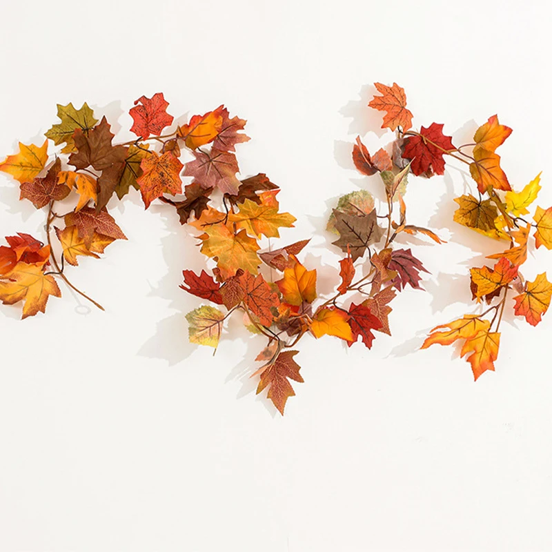 Autumn Party Christmas wall Thanksgiving decor yellow maple leaf garland artificial hanging vine autumn foliage garland