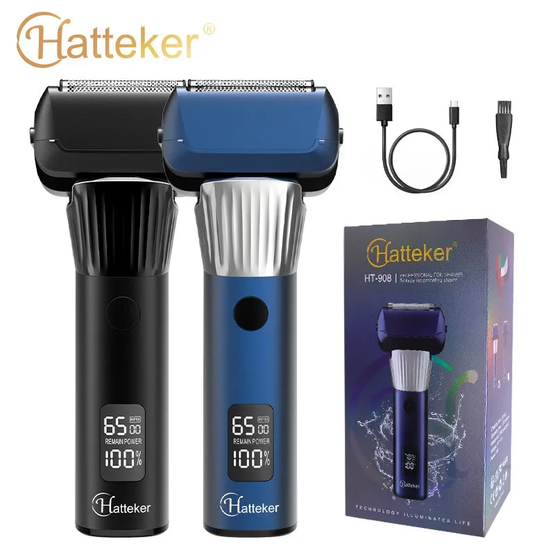 Hatteker Washable LCD Digital Reciprocating Three-blade Electric Man Shaver