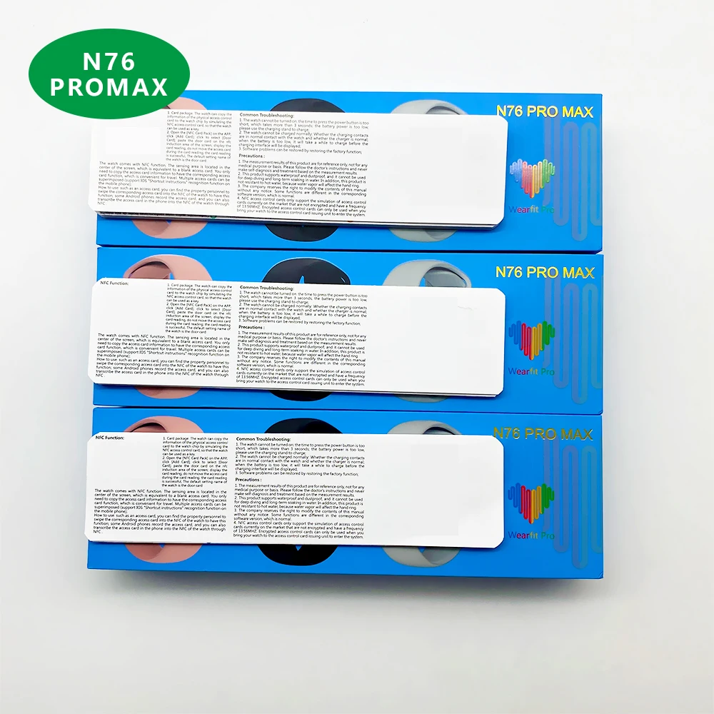 2022 Model N76promax Smart Watch OEM Product Customized Logo Straps Package NFC Smartwatch N76 Pro Max