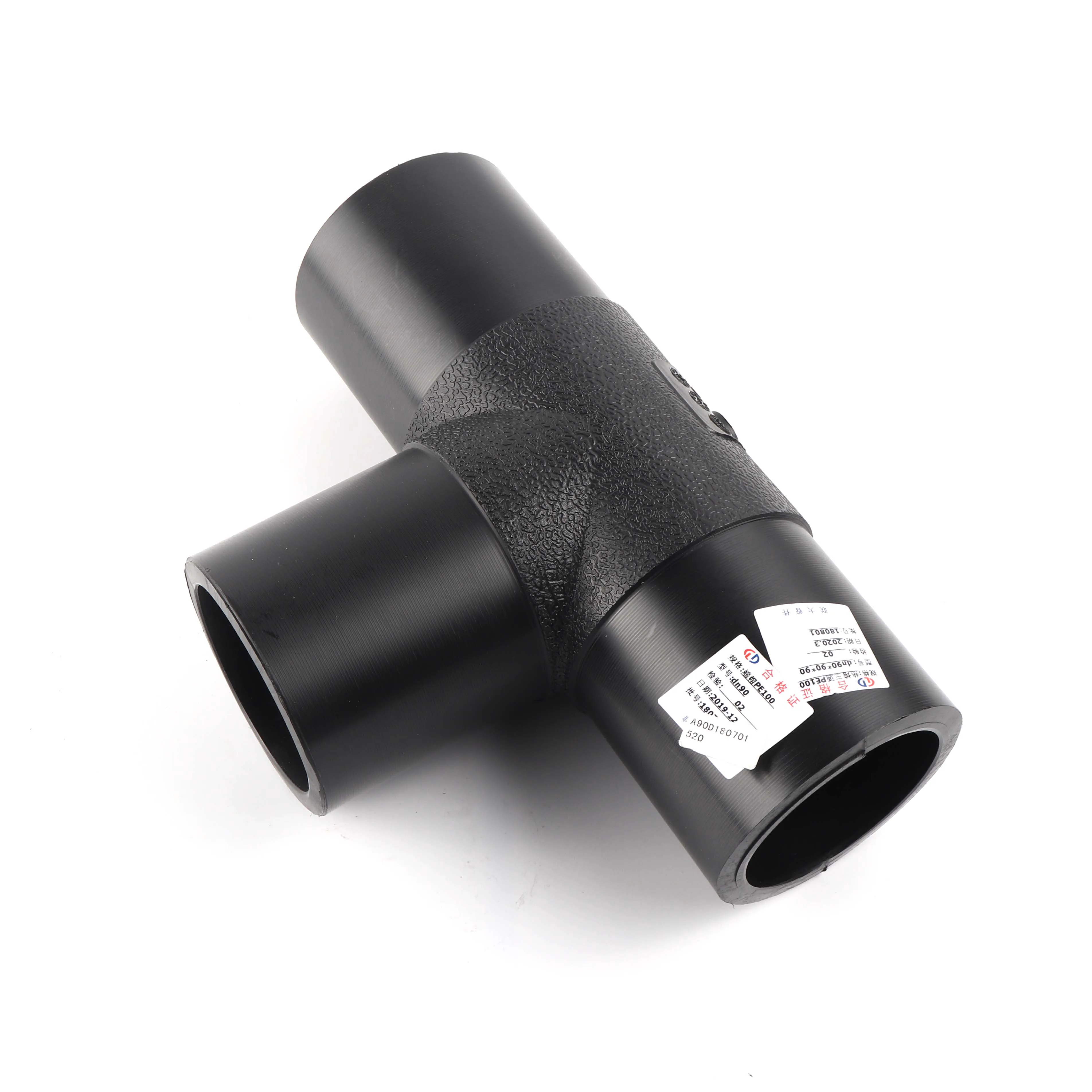 DN 110*50*110 polyethylene tee sdr11 butt hdpe pipe fittings gas supply butt fusion fitting