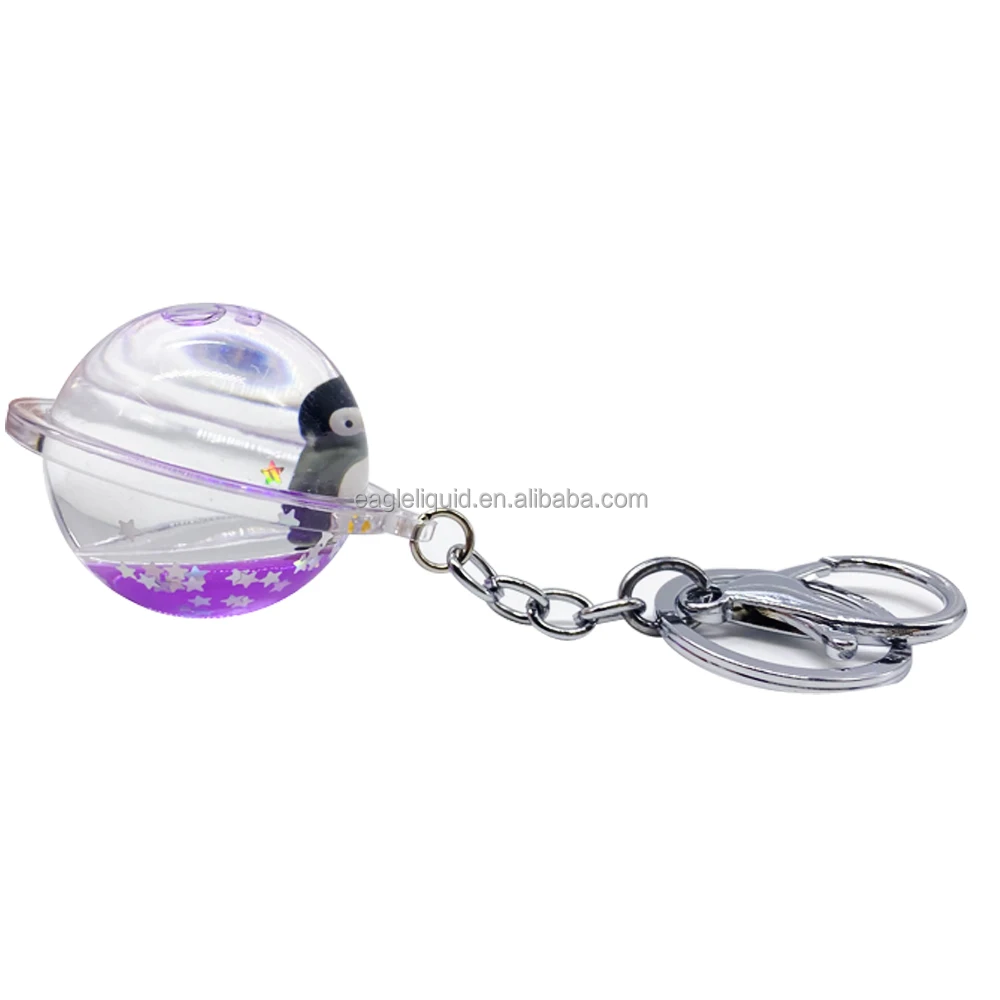 wholesaler crystal custom floating souvenir keyring globe shape acrylic liquid 3D float keychains
