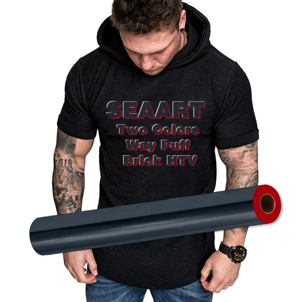 Black Red PU 1MM Thickness 3D Puff Heat Transfer Vinyl Brick Rolls