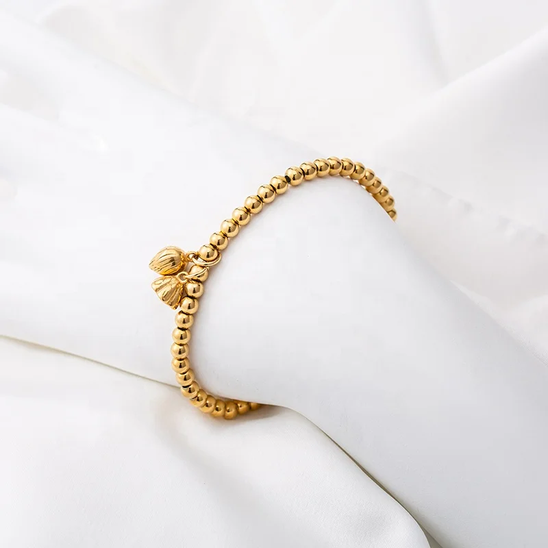 Southeast Asia Classic Fashion Trend Stainless Steel Plated 18 K Gold Beads Lotus Seed Bracelets For Sensitive Skin