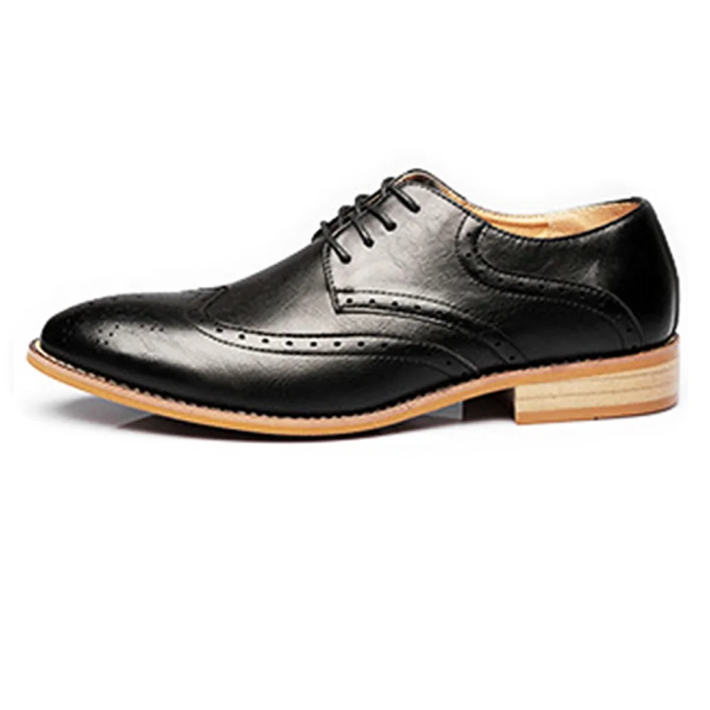 Мужские деловые туфли-Броги из натуральной кожи, на шнуровке