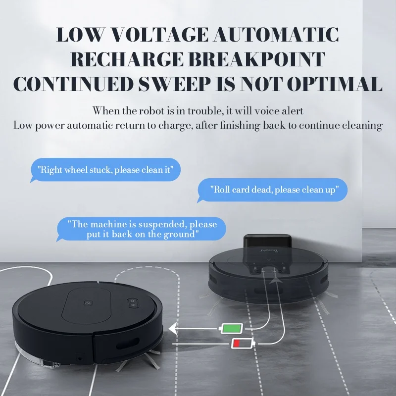 Robot Vacuum and Mop Combo 2 in 1 App Control Self-Charging Robotic Vacuum Cleaner for Low Carpet Hard Floor Pet Hair
