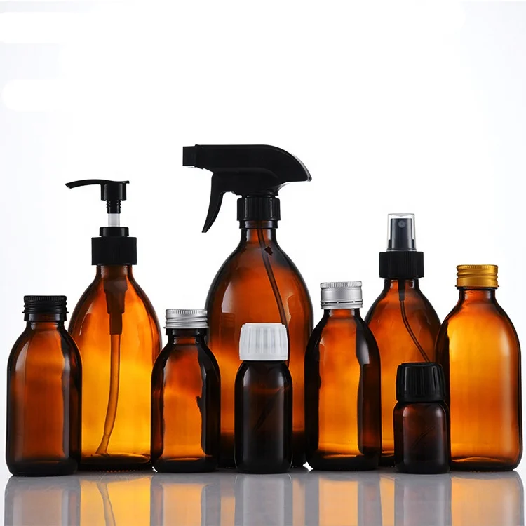 Wholesale 30ml 60ml 125ml 200ml 500ml teaglass shampoo pump bottle spray glass bottle