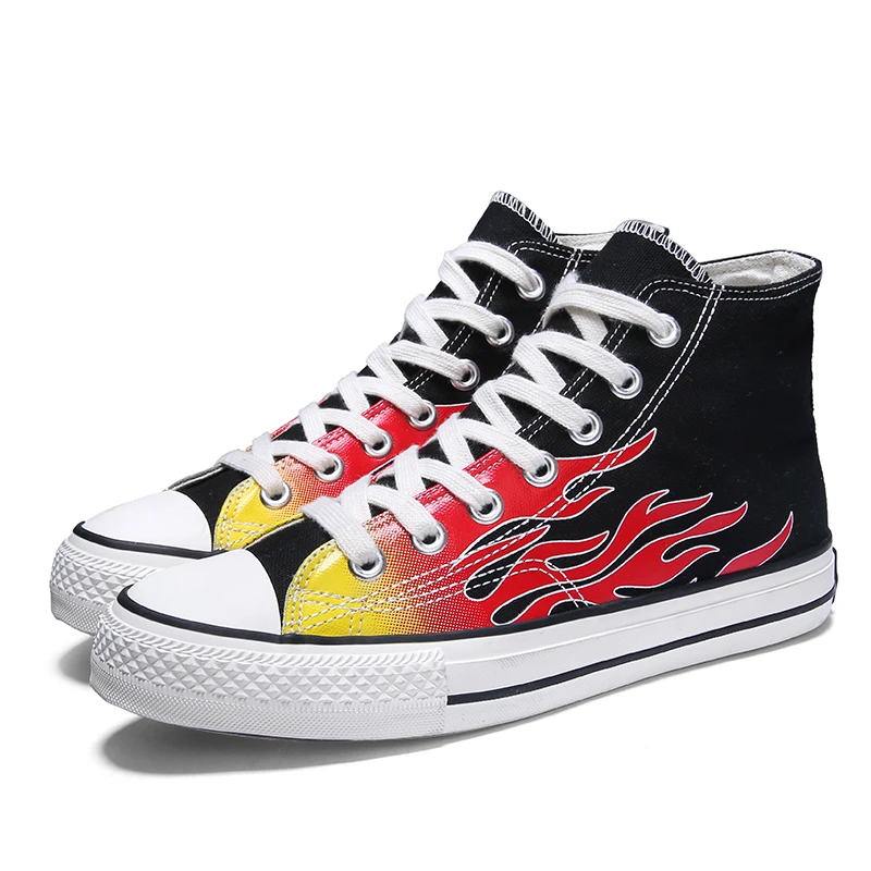 Туфли мужские высокие парусиновые, Классическая обувь с граффити, Нескользящие, пригодные для носки, модные, с низким вырезом, в стиле ретро