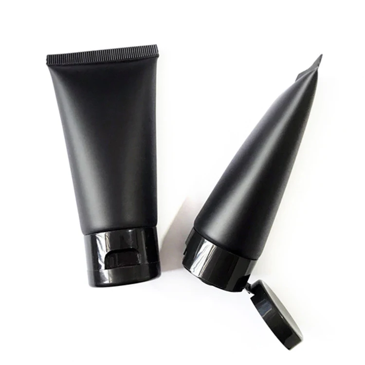 50g empty matte black flip cover Plastic bottle 50ml Hand cream soft tube Men Facial cleanser Squeeze tube