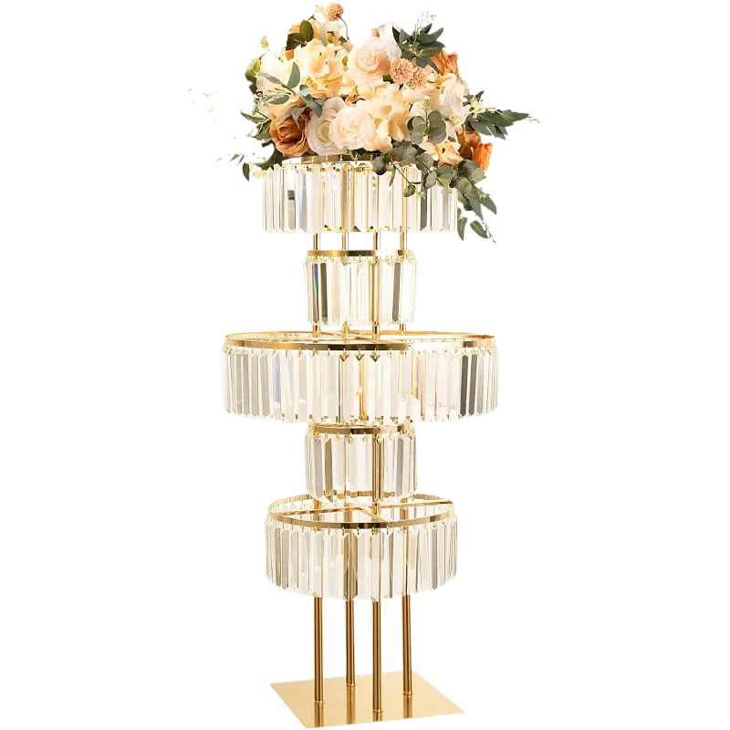 Свадебные украшения премиальные высокие цветочные вазы 4/5 яруса металлические золотые хрустальные Цветочные подставки
