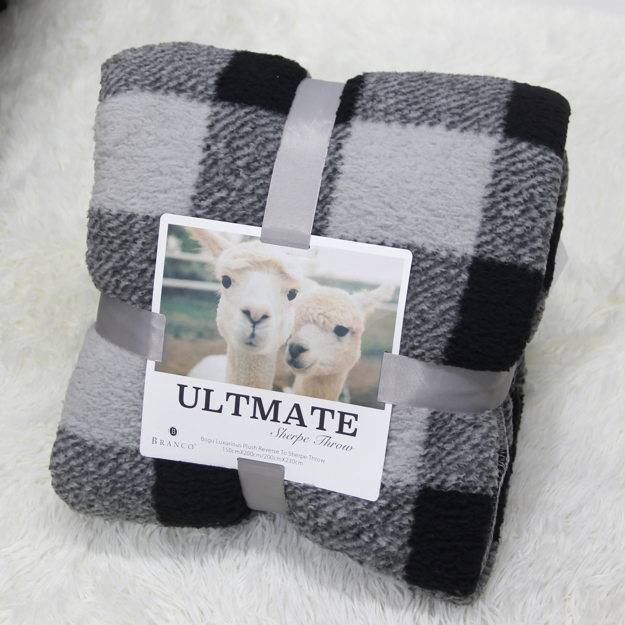 Plaid sherpa fleece throw blanket warming soft custom cheap wholesale luxury double layer plush throw blanket for winter bed