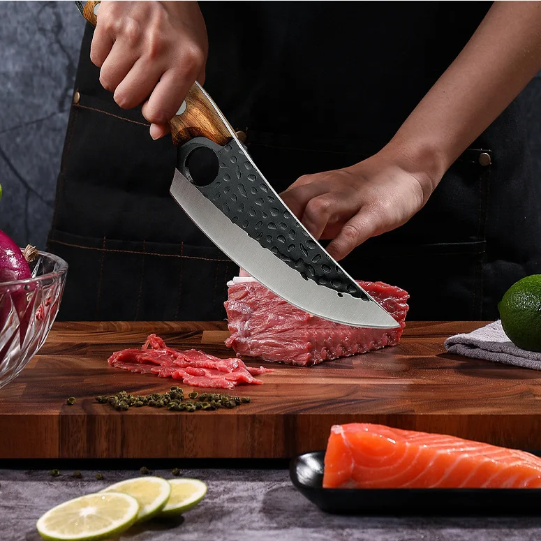 6 Inch Butcher Boning Chef Knife with Solid Wood Handle Handmade Forged Knife Kitchen Camping Cooking Slaughter Knife