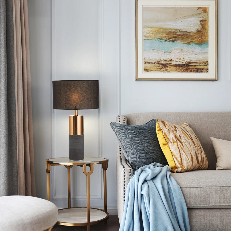 Post-modern American cement desk lamp Nordic creative bedside table lamp model room club hotel black living room lamp