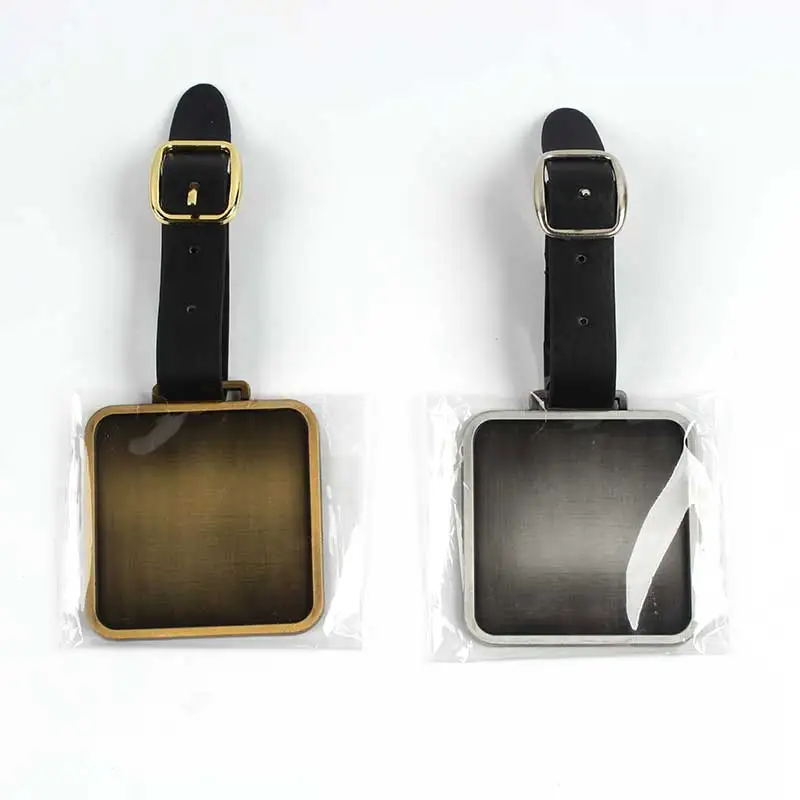 Custom square printed travel luggage labels clothing pendant sublimation luggage tag blank