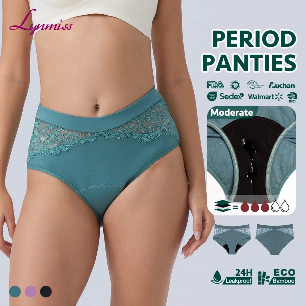 OEM French Unique Lace menstrual panties bamboo calzones menstruales women high waist menstrual underwear period panties