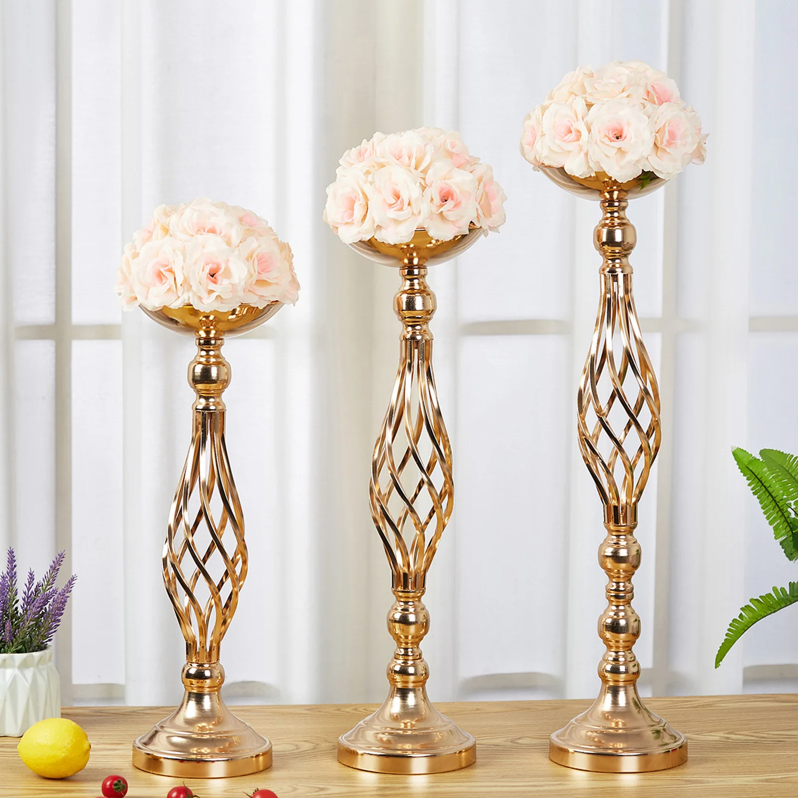 Wholesale Modern Latest Handmade High Wedding Centerpieces Decoration Gold Silver Metal Flower Stand Vase