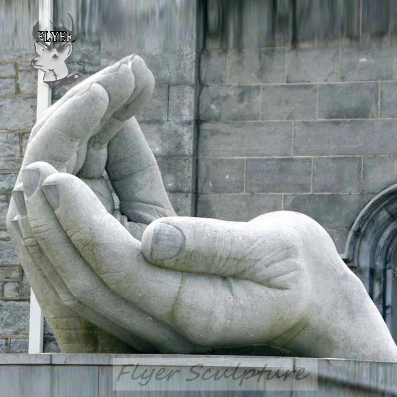 Outdoor Modern Stone Art Carving Giant Natural Marble Hands Sculpture