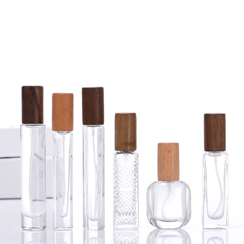 8ml 10ml  Luxury Cylinder Parfum Botol Perfume Bottle Empty Fragrance Spray Bottle with fine mist spray wood cap bamboo caps