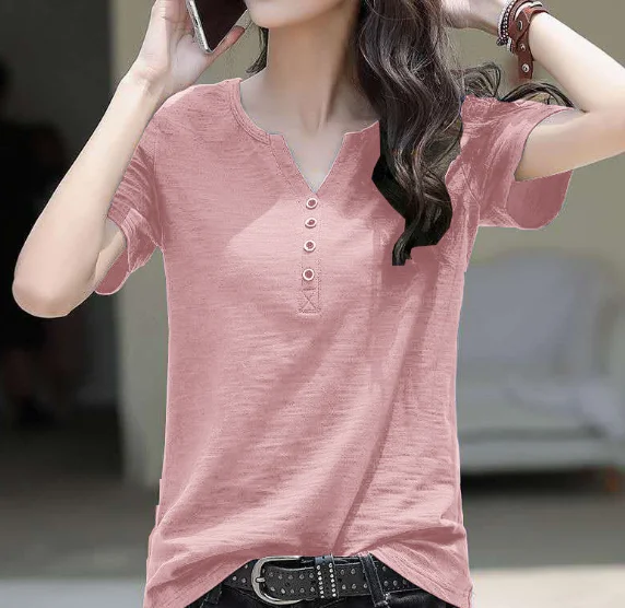 Latest wholesale new tops ladies shirt cotton fashion plus size blouse women t shirt