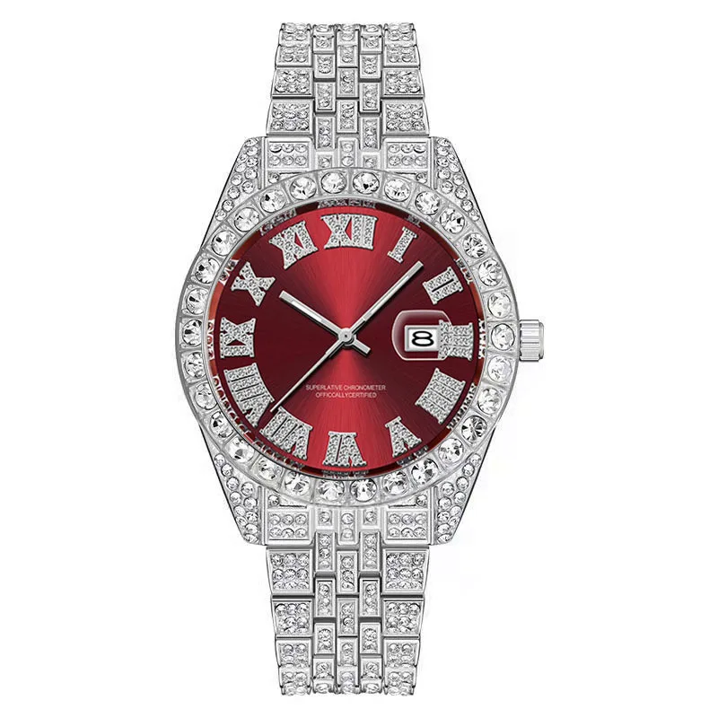 Iced Out Moissanite Watch Customized Hip Hop Stainless Steel Bracelet Uptodate User GMT Watches