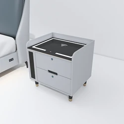 Simple Modern Fingerprint Lock Storage Bedside Table Smart Bedside Table with Wireless USB Charging