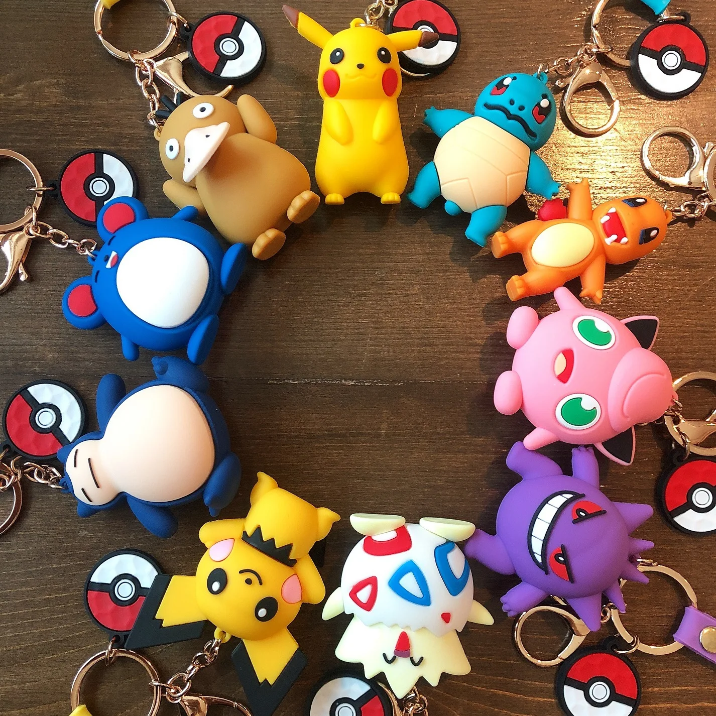 Wholesale 3D Pikachu Anime Cartoon Soft Rubber PVC Keychains Custom Logo Manufacturer Key Chains For Bag Promotion Gifts