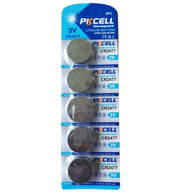 PKCELL 3v voltage cr2477 lithium button cell watch battery with high capacity
