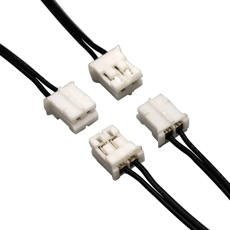 custom jst ph 2.0 pitch 2 pin extension connectors terminal housing 28awg cable wire harness assembly