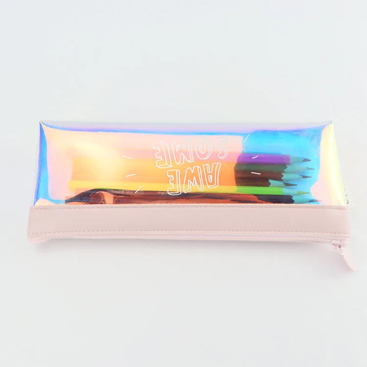 Пенал с голограммой, ПВХ чехол на молнии для карандашей, косметичка, сумочка для кистей для макияжа, пенал для канцелярских принадлежностей, органайзер для паспорта