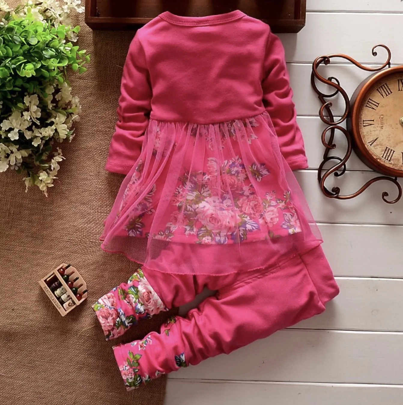 Wholesale Children Clothing usa flower print with bowknot spring outfits kids Clothing sets clothes gril