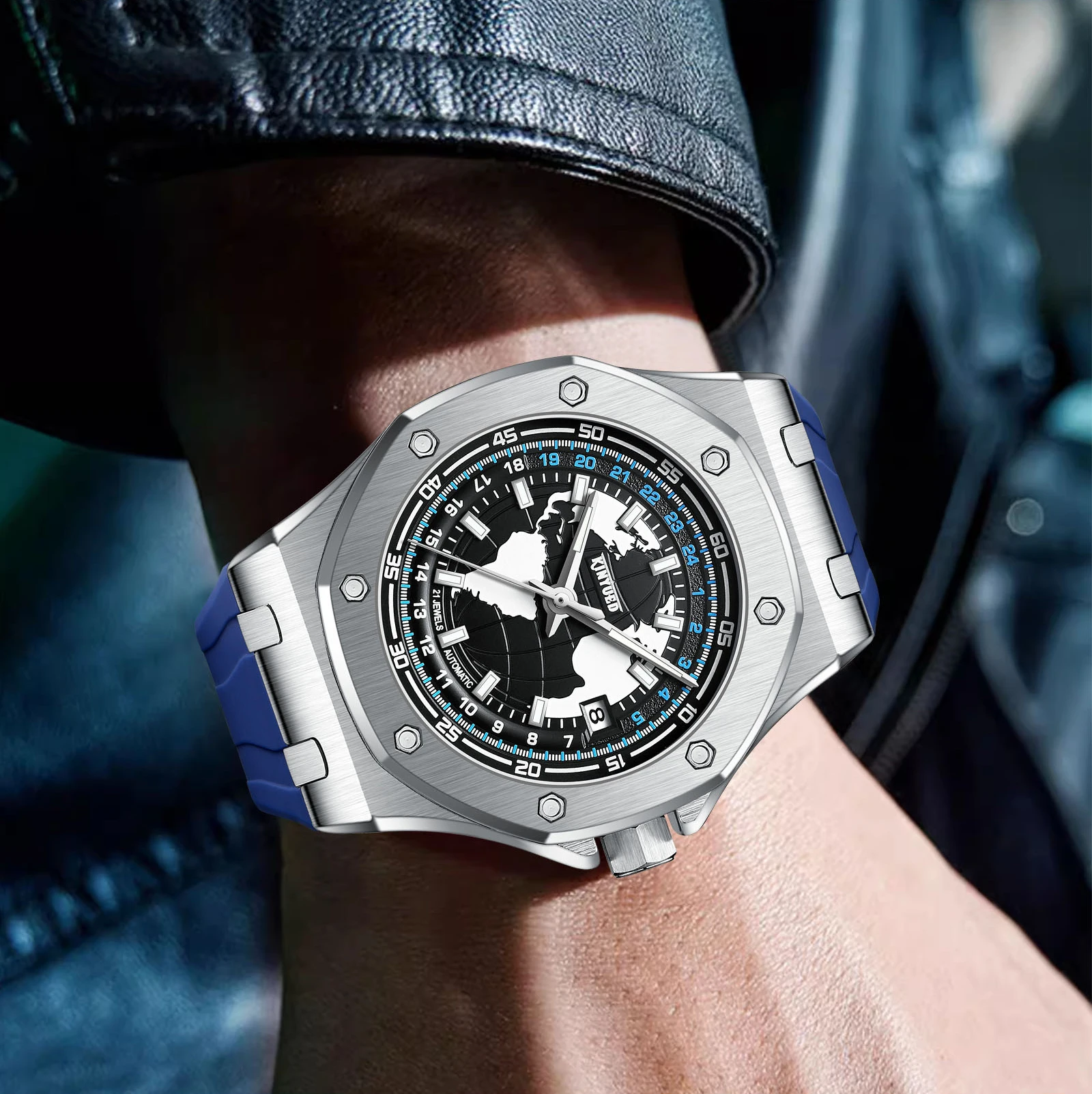 Fashion Business Mens Watches Top Luxury Mechanical Watch Men Stainless Steel Waterproof Wristwatch