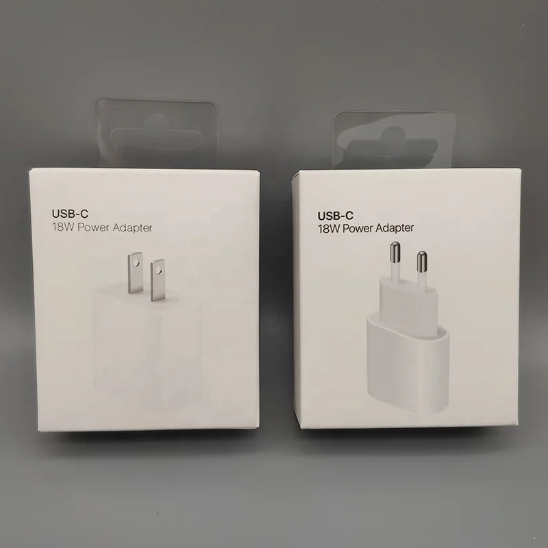 Зарядное устройство PD 18 Вт для iPhone iPad, оригинальный адаптер питания с американской и европейской вилкой USB C для iPhone 11 pro max