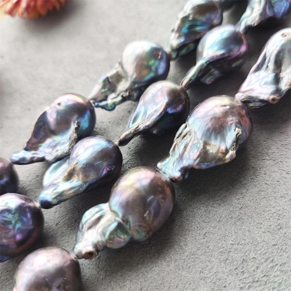 High Quality Large Size Natural Freshwater Baroque Pearls AAA String Genuine Cultured Pearl Full Hole Beads For Jewelry Making