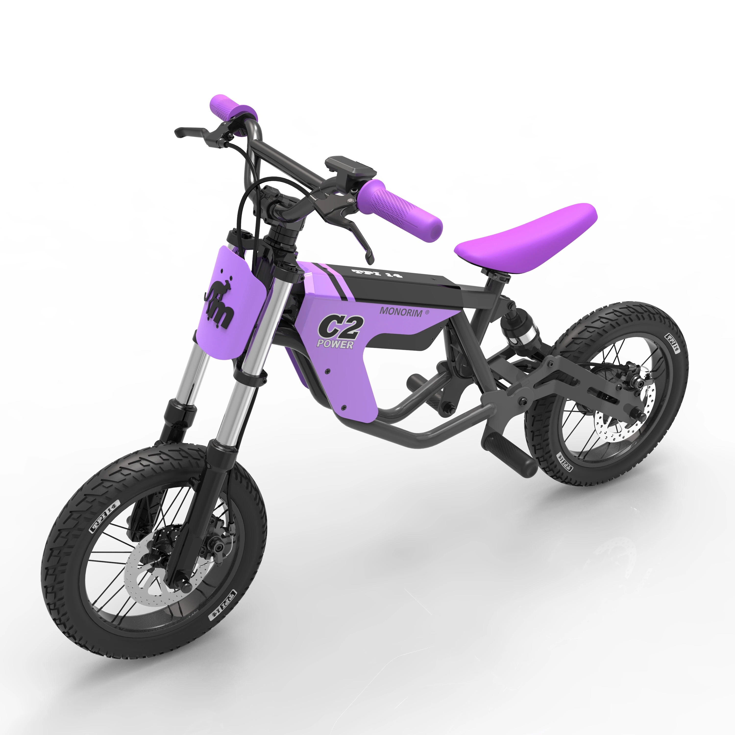 Monorim C2 Kids Electric Motorcycle 24V 200W with 12 Inch Pneumatic Tires and Adjustable Seat and Cool Riding Sound Effects