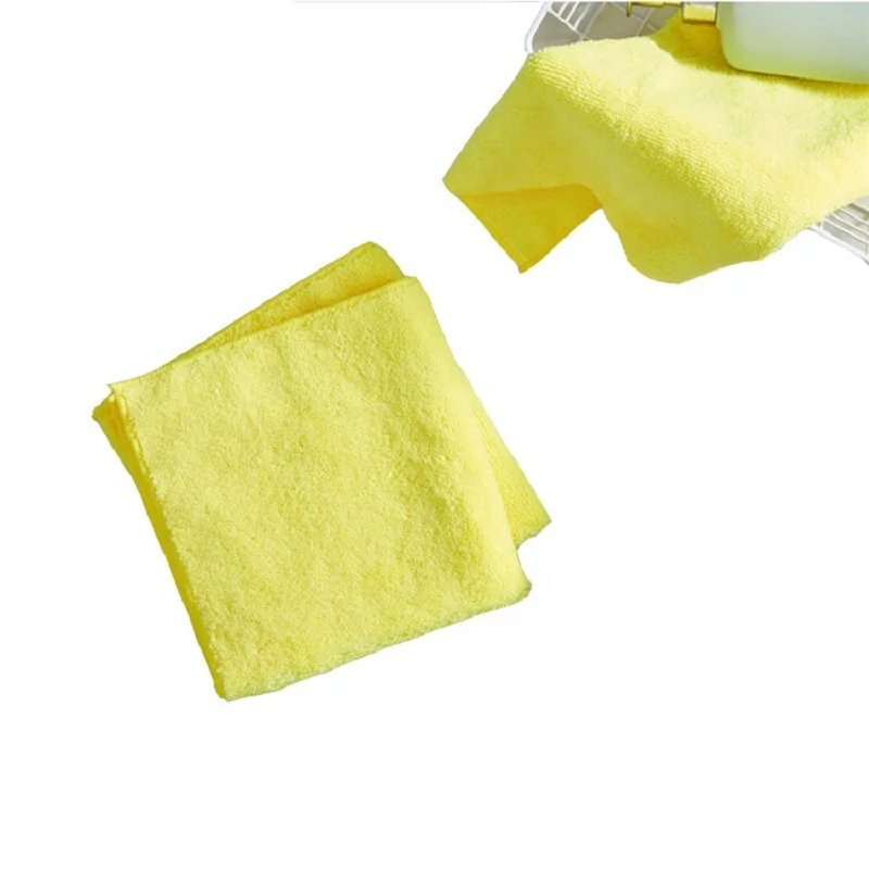 Wholesale 36 Pack 350 GSM Yellow Microfiber Cleaning Cloth No-Scratch Rag Car Polishing Detailing Towel