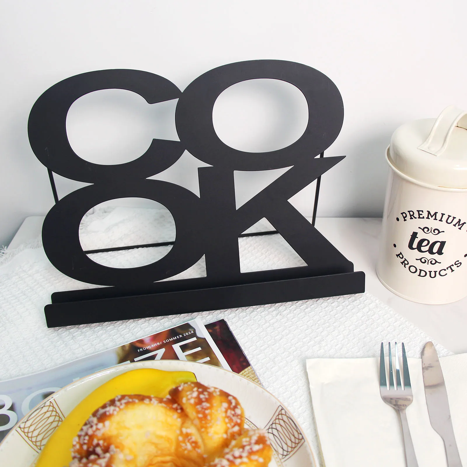 Minimalist Design Foldable Adjustable Cookbook Holder Metal Portable Recipe Book Holder For Home Decor