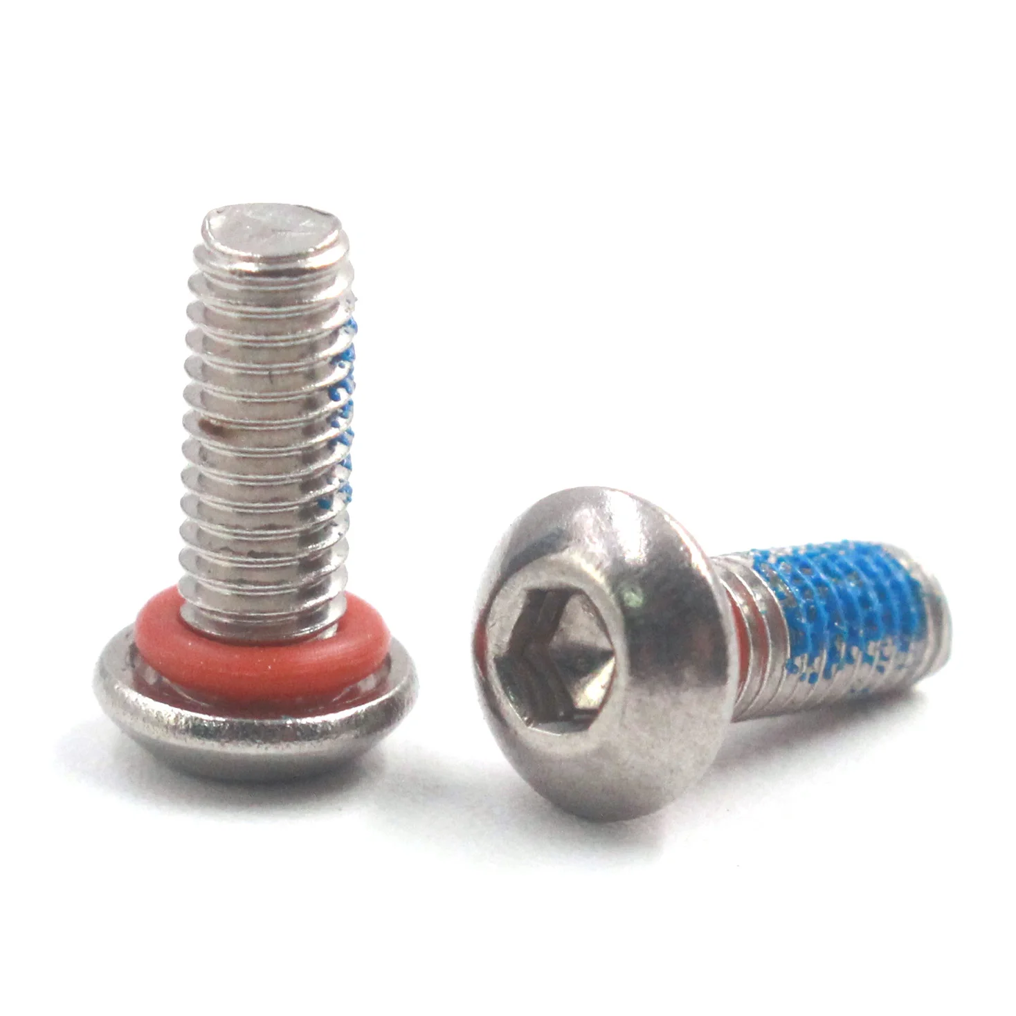 Customized socket head blue Nylon patch thread locking screw Waterproof Sealing Screw with rubber washer