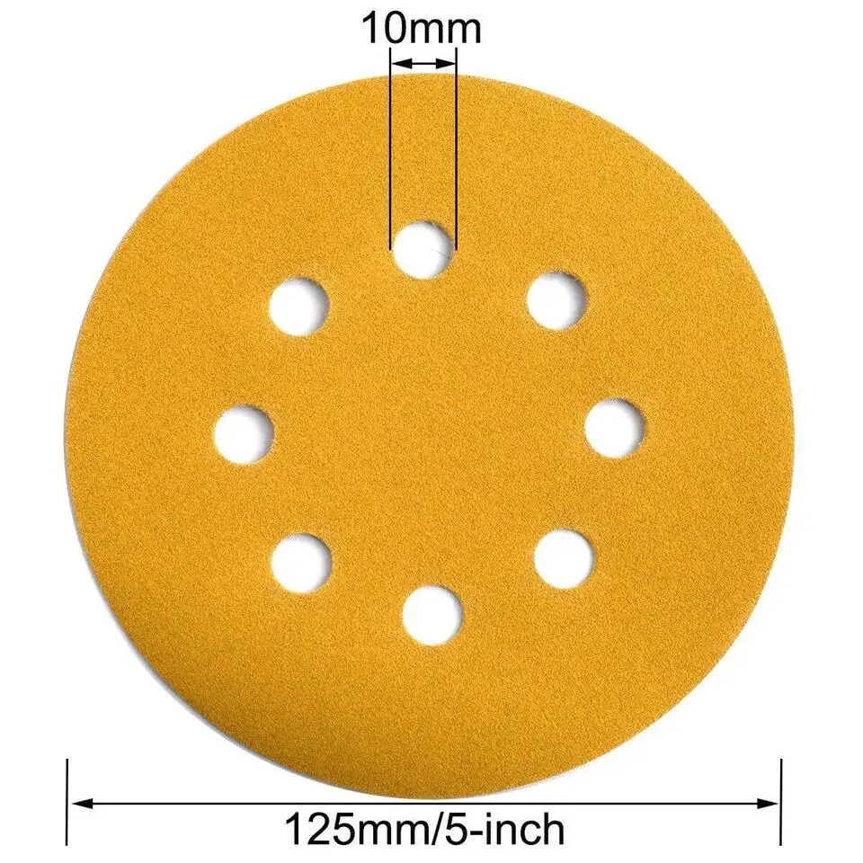 100pcs-set 1800pcs-carton 5 inch Sanding Discs 8-Hole Hook Loop for Orbital Sander Paper 220 Grit