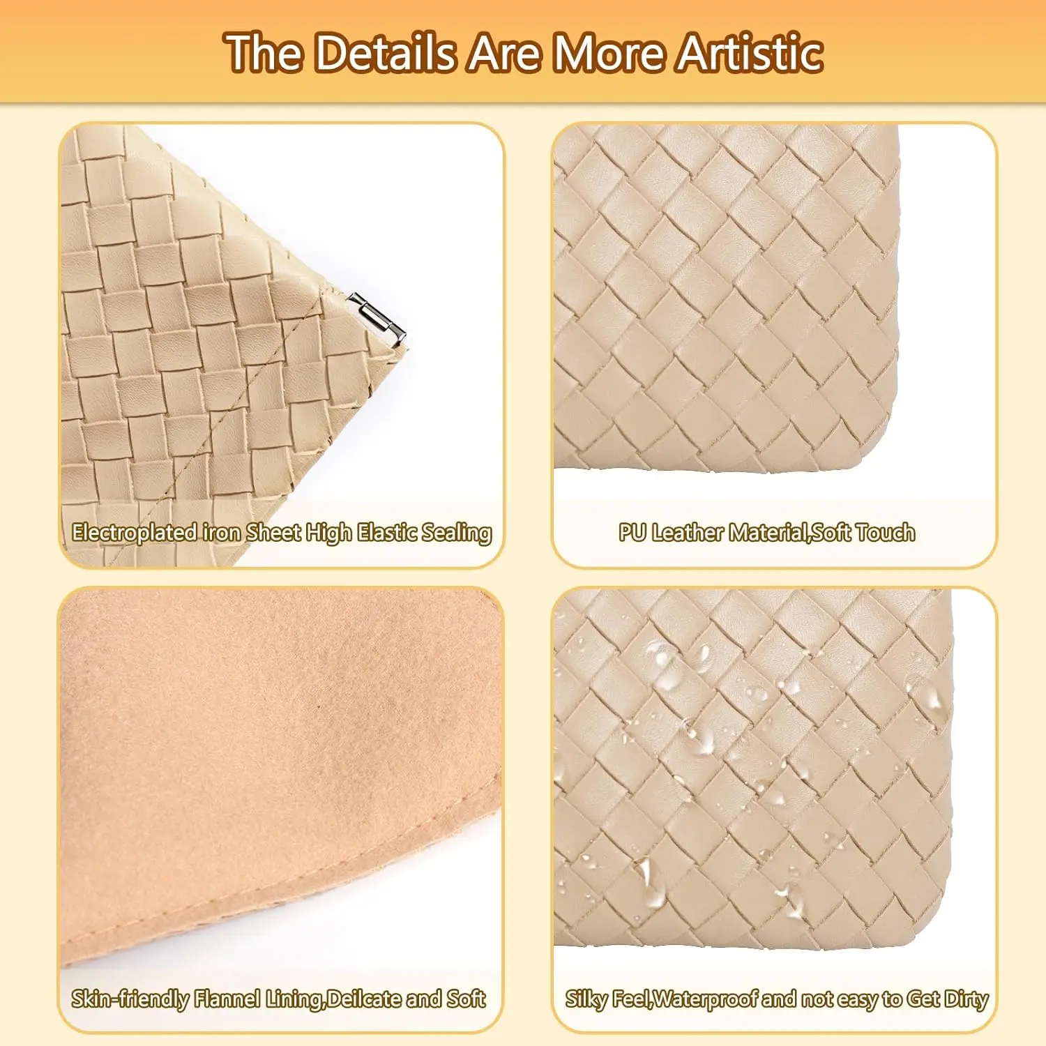 Multifunction PU Weaving Mini Lipstick Cosmetic Bag Portable Square Earphone Data Cable Coin Purses