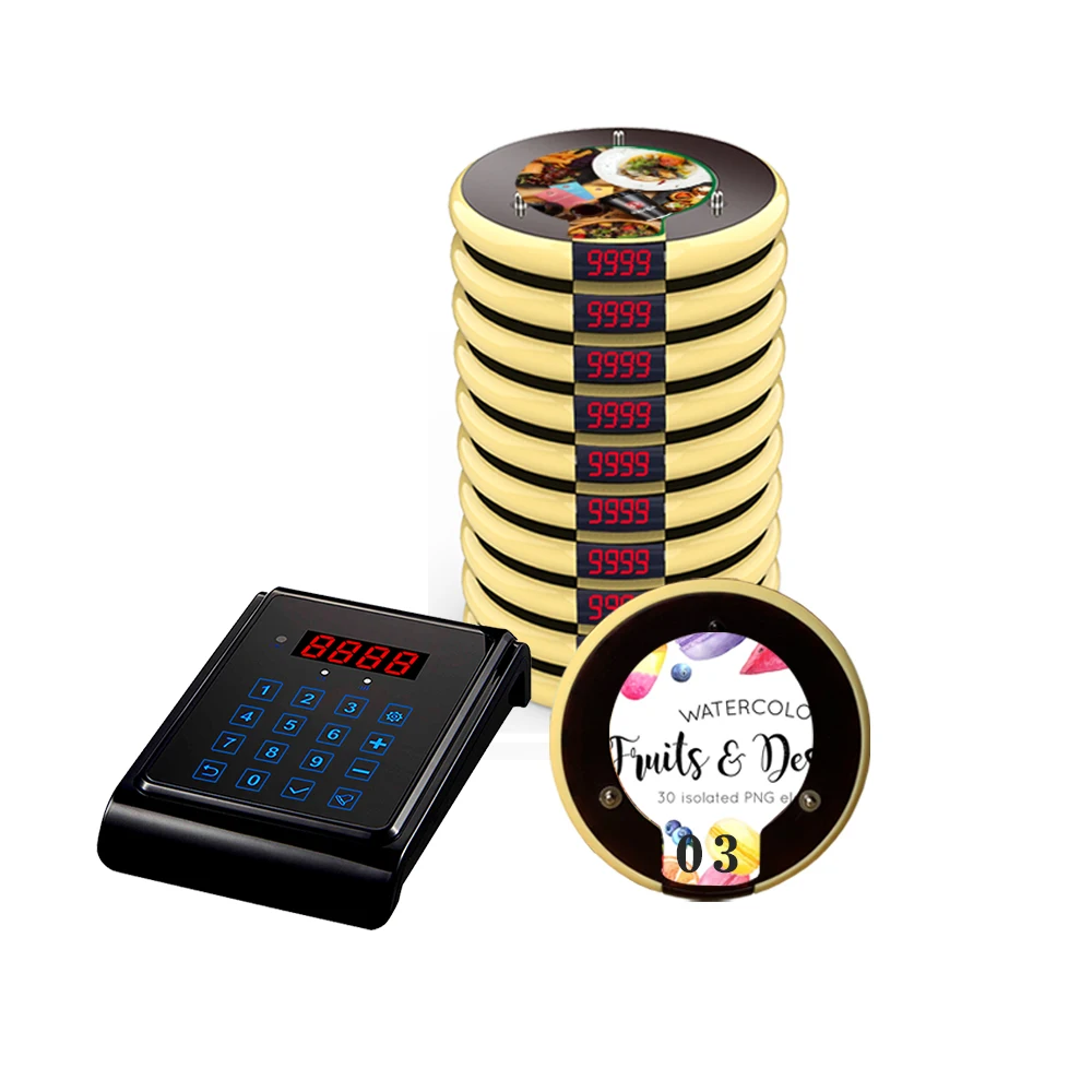 Wireless paging system for fast food restaurant cafe queue catering pager device